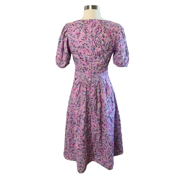 French Connection New With Tags Flores Puff Sleeve Dress In Mauve Mist Multi - Picture 7 of 11